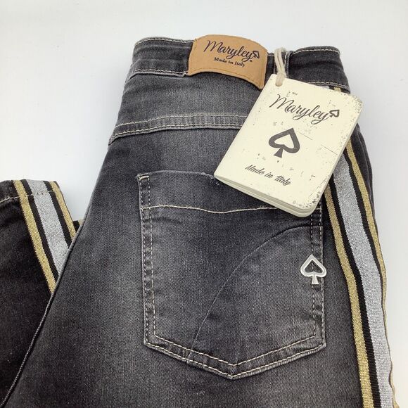 Maryley Womens Made in‎ Italy Jeans Black Size 10 NWT - Picture 1 of 13